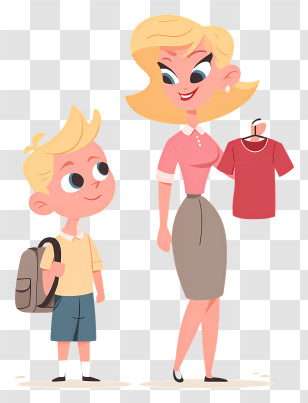 Mother And Son - Mother And Child Shopping For Clothes Transparent PNG