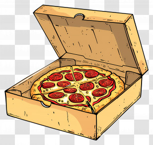 Pizza In A Box - Hot Pizza In Delivery Box Illustration Transparent PNG