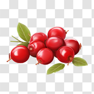Cranberries - Cranberries With Green Leaves Illustration Transparent PNG