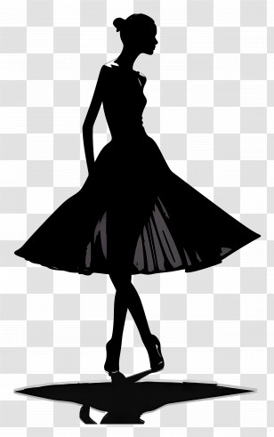 Fashion Model Silhouette - Elegant Woman Silhouette In Dress Transparent PNG