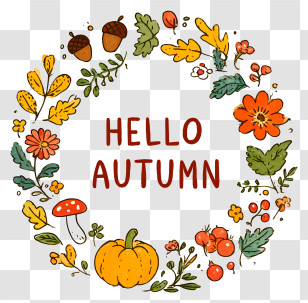 Hello Autumn - Hello Autumn Floral Wreath Transparent PNG