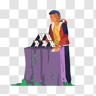 Cartoon - Building A House Of Cards Transparent PNG