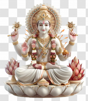 Apara Ekadashi - Statue Of Hindu Deity With Ornaments And Flowers Transparent PNG