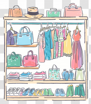 Female Clothing Section - Colorful Clothing Rack Transparent PNG