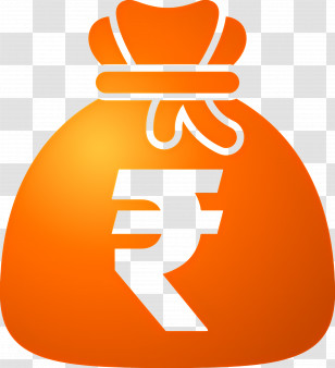 Indian Rupees - Orange Money Bag With Currency Symbol Transparent PNG