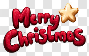 Merry Christmas Text - Merry Christmas Red Glossy Lettering Transparent PNG