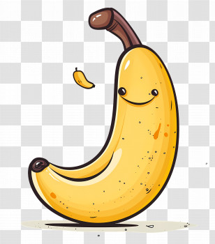 Cute Banana - Cartoon Smiling Banana Character Transparent PNG