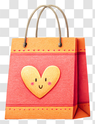 Paper Shopping Bag - Cute Heart Gift Shopping Bag Transparent PNG