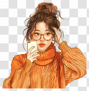 Woman Taking Selfie - Girl Taking Selfie With Phone Transparent PNG