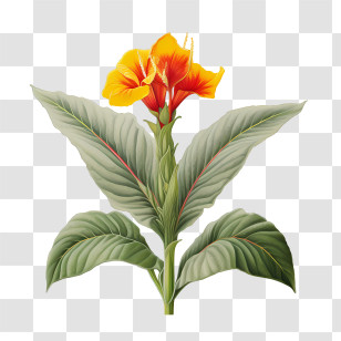 Canna Indica - Bright Canna Lily Botanical Art Transparent PNG