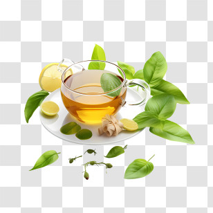 International Tea Day - Cup Of Herbal Tea With Leaves Transparent PNG