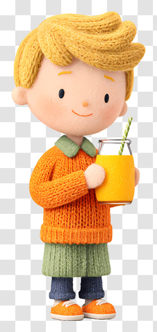 Child Drinking Orange Juice - Boy Holding Orange Drink Transparent PNG