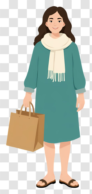 Woman Holding Grocery Bag - Casual Woman With Shopping Bag Transparent PNG
