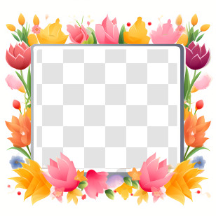 Birthday Frame - Colorful Floral Frame With Blank Center Transparent PNG