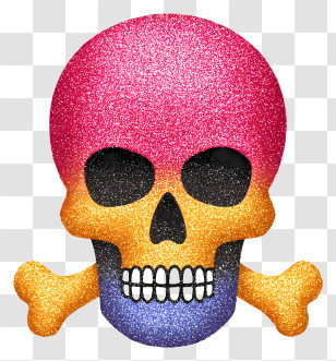 Glitter Skull Symbol - Colorful Skull Art Transparent PNG