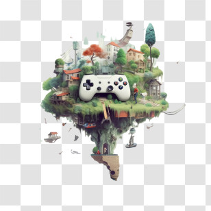 Video Game - Floating Island With Game Controller Transparent PNG