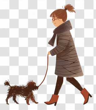 Take Your Dog To Work Day - Woman Walking Dog In Autumn Transparent PNG