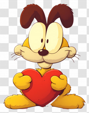 Cartoon Character - Cartoon Dog Holding A Heart Transparent PNG