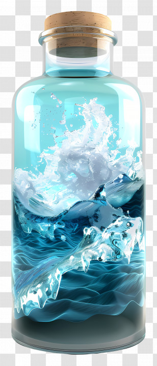 Ocean In A Bottle - Ocean Water Splashing In A Bottle Transparent PNG