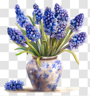 Grape Hyacinth - Grape Hyacinth In Artistic Floral Vase Transparent PNG