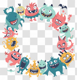 Cartoon Frame - Colorful Monster-Themed Frame Transparent PNG