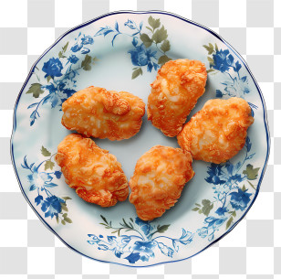 Chicken Nuggets - Chicken Nuggets On Floral Plate Transparent PNG