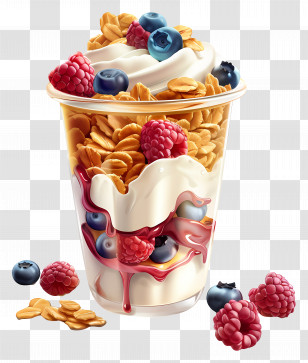 Yogurt Parfait - Delicious Yogurt Parfait With Berries And Granola Transparent PNG