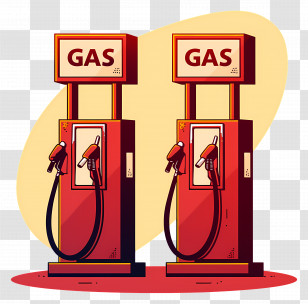 Gas Station - Red Gas Station Pumps Illustration Transparent PNG