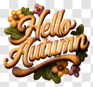 Hello Autumn - Hello Autumn Embroidered Lettering Transparent PNG