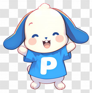 Happy Pochacco - White Dog In Blue Shirt With The Letter P Transparent PNG