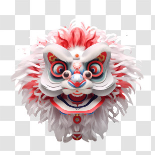 Chinese Lion Dance Head - Traditional Lion Dance Mask Illustration Transparent PNG