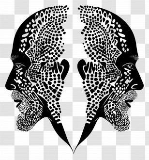 Old Man - Symmetrical Faces In Artistic Silhouette Transparent PNG