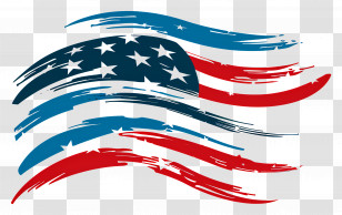 4th Of July - USA Patriotic Flag Brush Design Transparent PNG
