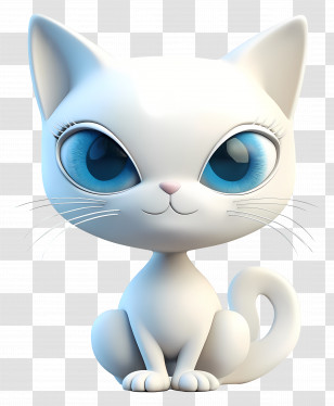 3d Cat - White Cartoon Cat With Blue Eyes Transparent PNG