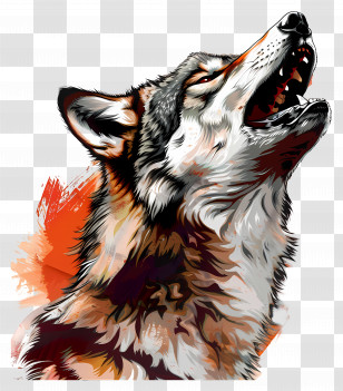 Howling Wolf - Majestic Howling Wolf Artwork Transparent PNG