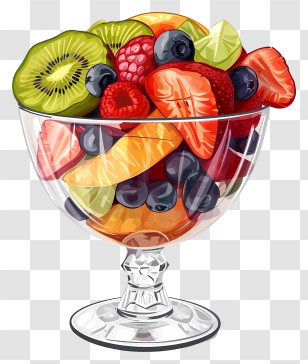 Berry Compote - Colorful Fruit Salad In Glass Bowl Transparent PNG