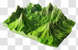 Green Mountain - Low Poly Green Mountain Landscape Transparent PNG