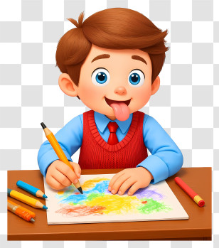 Cute Schoolboy - Playful Boy Drawing Art Transparent PNG