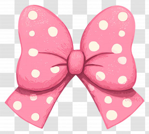 Pink Polka Dot Bow - Pink Bow With Polka Dots Transparent PNG