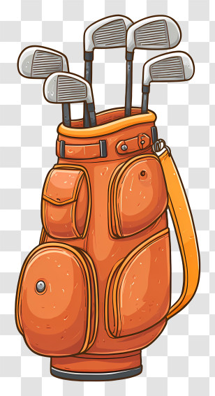 Golf Bag - Golf Clubs In Orange Bag Transparent PNG