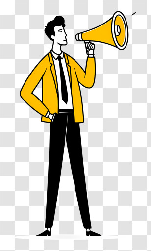 Businessman Holding Megaphone - Man With Megaphone In Business Suit Transparent PNG