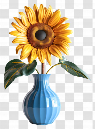 3d Sunflower - Sunflower In Blue Vase Transparent PNG