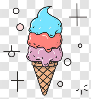 Ice Cream Cone - Colorful Ice Cream Cone Illustration Transparent PNG