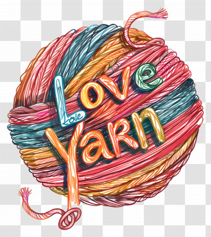 I Love Yarn Day - Colorful Yarn Ball With Love Yarn Text Transparent PNG