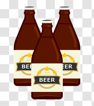 Food - Illustration Of Brown Beer Bottles Transparent PNG