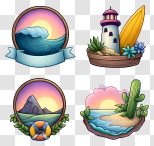 Beach Themed Graphics - Beach And Ocean Icons For Summer Vibes Transparent PNG