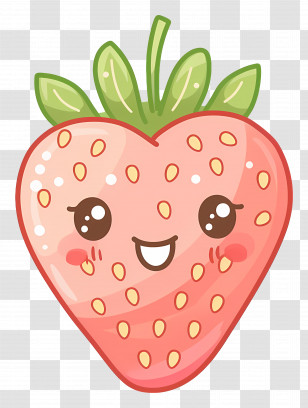 Cartoon Strawberry - Cute Smiling Strawberry Cartoon Transparent PNG