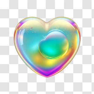 Rainbow Soap Bubble
 - Iridescent Heart Symbol In Holographic Colors Transparent PNG