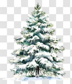 Fir Tree - Beautiful Snow-Covered Pine Tree Illustration Transparent PNG