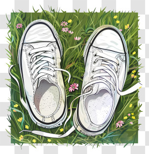 Sneakers - White Sneakers On Grass Transparent PNG